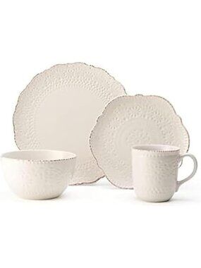 Elegant Off-White 16-Piece Stoneware Dinnerware Set for 4 - Durable & Stylish